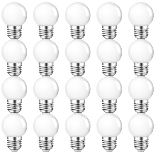 MZYOYO LED Glühbirne E27,E27 LED 1W Glühbirnen,G45 LED Warmweiß 2700K,1W Ersetzt 5 Watt,Led Birne 230V Dekorative Leuchtmittel für Partybeleuchtung Lichterketten,20er Pack