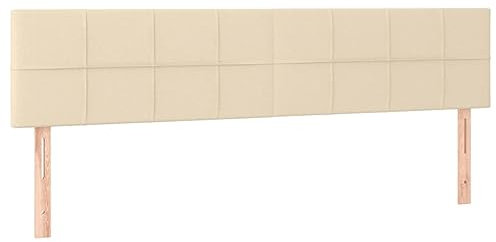 vidaXL Kopfteil 2 STK., Bettkopfteil mit Holzbeinen, Höhenverstellbar Polsterkopfteil für Bett, Betthaupt Bettzubehör Schlafzimmer, Creme 100x5x78/88cm Stoff