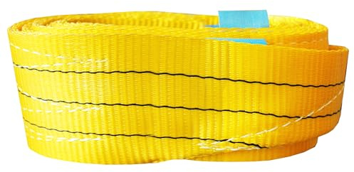 Fascia Gialla per il Sollevamento, Portata 3 ton, Cinghia di Sollevamento 3000 kg, alta resistenza in Poliestere, Imbracatura di carico Antiusura (2 metri) larghezza 75mm