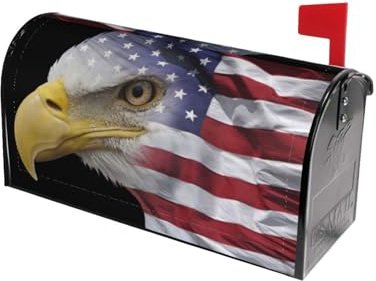 Lukbfall American Bald Eagle Mailbox Covers Magnetic Independence Day Patriotic Post Letter Box Cover for Garden Yard Decor Outside Home Standard 25.5x21 in
