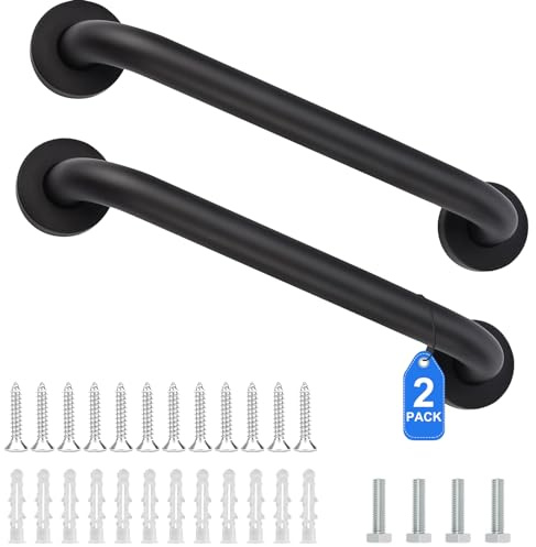 Bosdontek 2 Stück Haltegriffe Für Senioren, Edelstahl Sicherheits Haltegriff Rutschfester Badezimmer Handlauf WC Haltestange Dusche Griff, Sicherheitsgriff für Badewanne (Schraube Wandmontage, 30cm)
