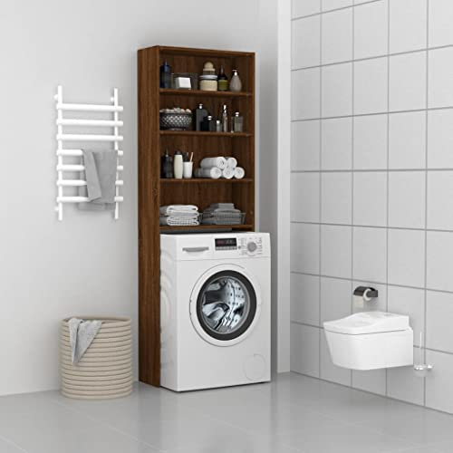 LAPOOH Waschmaschinenschrank Braun Eichen-Optik 64x24x190 cm Toilettenschrank, Überbauschrank, Waschmaschinenregal, Aufbewahrung Über Der Waschmaschine, Waschmachinenüberschrank