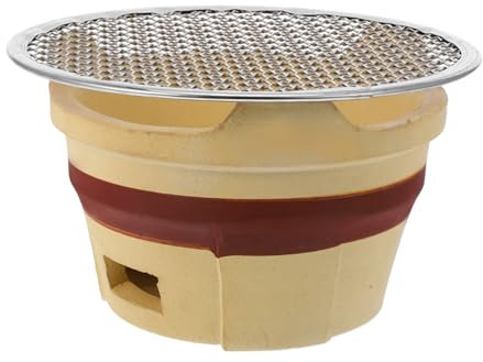 BESPORTBLE Barbecue a Carbone Portatile in Argilla Piccola, Stufa per Barbecue da Esterno Compatta e Leggera, Griglia in Ceramica per Cucina All’aperto e Uso Domestico