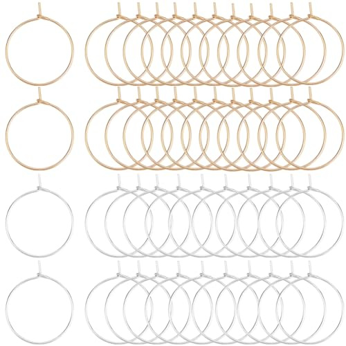 Beebeecraft 1 låda, 100 st örhängesringar för smyckestillverkning, 316 kirurgiskt rostfritt stål, öppna pärlörhängen, 20 mm vinglas berlockringar för smyckestillverkning, gör-det-själv hantverk (guld,