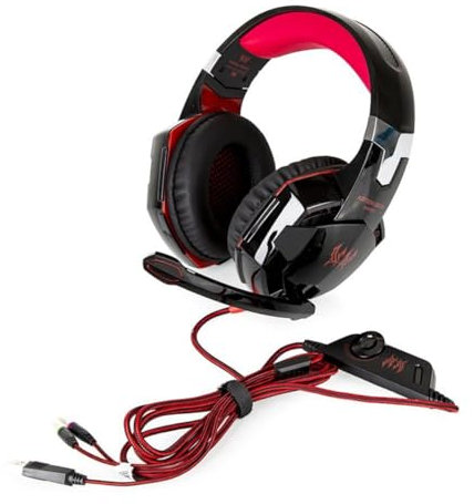 Housoutil Casque De Jeu avec LED pour Ordinateur Prise Jack 3 5 Mm Haut-parleurs 50 Mm Design -auriculaire Isolation Phonique Cache-Oreilles Confortables