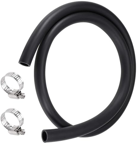 TOP-VIGOR Lubricating Oil Hose, 12mm x 16mm x 1M Rubber Tubing Hose Rubber Pipe, Water Tube with 2pcs Clamps for Irrigation, Small Equipment, Outdoor, Garden Water Tubing, Black