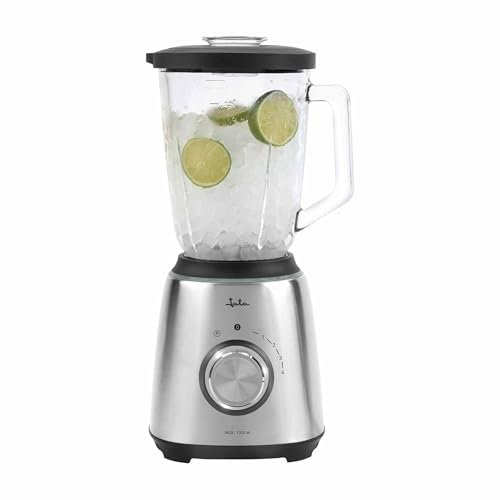 JATA JEBT1243 - Batidora de Vaso. Licuadora 1300 W. 6 Cuchillas de Acero Inox. 1.5 L. 4 Velocidades + Pulse. Pica Hielo. Jarra de Cristal. Motor AC. Antideslizante.