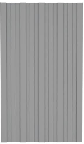 Metal Roofing Sheet Set of 12, Corrugated Roof Plate Roofing Cover 12 pcs Galvanised Steel Grey 80x45 cm