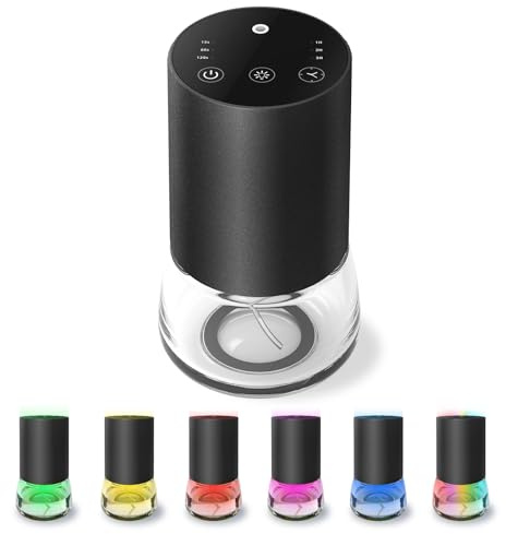 100 ml stor vattenfri diffusor för eteriska oljor, batteridriven aromaterapidiffusor med timer och 3 atomiseringsnivåer, 7-färgat LED-ljus, för kontor, sovrum, bil