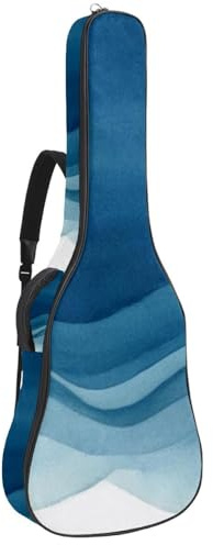 Tasche für Akustikgitarre, 1 cm dicke Polsterung, wasserdichtes Oxford-Gewebe, Gitarrentasche, Rucksack für 101,6 - 106,7 cm E-Bass, klassische Gitarren, Aquarell-blaue Schmetterlinge, nahtloses