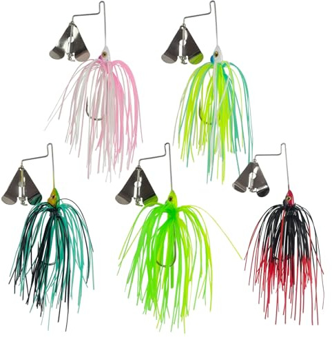 L PATTERN Chatterbait gädda – 5 stycken spinnerbait set 0,31 oz gädda bete spinner bait – chatterbaits, abborre, spinnerbaits, konstgjorda beten, buzzbait för söt- eller saltvatten