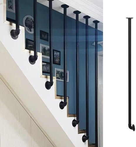 Balustrade d'escalier en métal personnalisable, balustrade d'escalier décorative noire pour marches intérieures, 45 cm – Idéal pour les escaliers droits et inclinés, durable et élégant