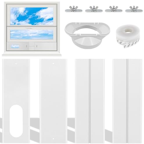 Joint de Fenêtre de Climatiseur,4 Pièces Kit de Ventilation de Fenêtre 43-140cm,Joint de Fenêtre de Climatisation,Kit d'Évent de Fenêtre de Climatiseur Portable,pour Climatiseur Mobile