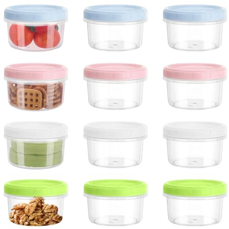 Rthynti Small Food Containers with Lids, 300ML Reusable Snack Pots, Plastic Food Container with Lids for Lunch Box Work Trip Sauce Snack Fruits Yogurt
