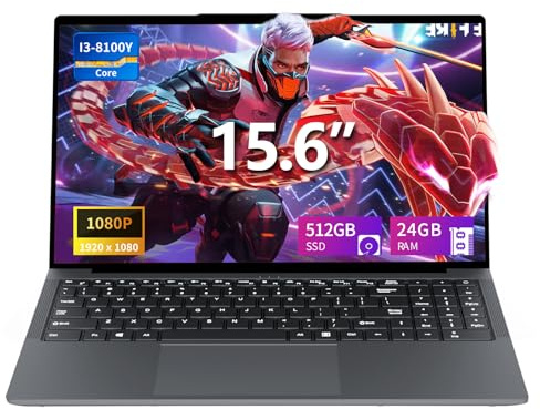 Txxren Laptop 15.6 inch Core i3-8100Y Processor 24GB RAM 512GB SSD, Notebook Win 11 Pro FHD 1920 * 1080, Laptop with Type-C, USB 3.0, Mini HDMI, Wi-Fi, BT5.0, Numeric Keypad Laptops Computer