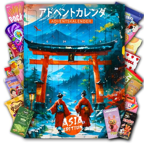 Asiatische Süßigkeiten Adventskalender 2025 mit Japanischen Süßigkeiten, Koreanischen Süßigkeiten & vielen weiteren Snacks - für Kinder, Frauen & Männer