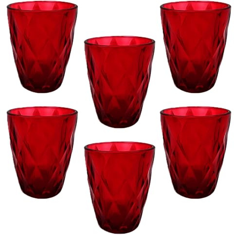 6 Bicchieri in vetro natalizio rosso decorazione natale per una tavola di natale elegante festosa addobbi di casa cl25 idea regalo