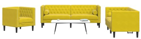 WEMYUFURN Samt Chesterfield Sofa mit Knopftuft und Nackenkissen für Wohnzimmer, bequem gepolstert in klassischem Design, samtweiche Polstergarnitur für stilvolle Einrichtung