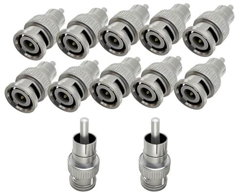 Ulightfire BNC Male to RCA Male Adapter Barrel BNC to RCA Adapter Connectors Kit Coaxial Plug Adapter 12-Pack