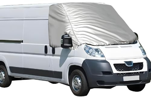 Windschutzscheibenabdeckung für FIAT Ducato 2006-2024, Silber, faltbar, Anti-Frost-, UV-, Schnee-EIS-Verdunkelung, wasserdicht, Externe thermische Windschutzscheibenabdeckung