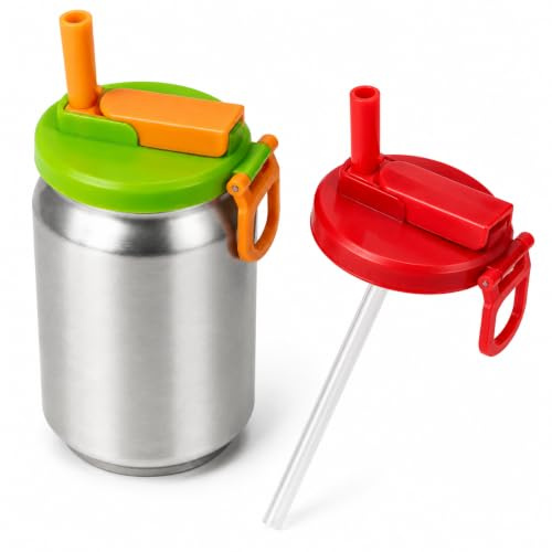 Set apriscatole multicolore con coperchio protettivo | Cannuccia riutilizzabile, coperchio facile per lattine di soda e birra, design con superficie antiscivolo