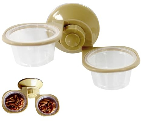 Bol d'eau à ventouse pour reptile, bol d'alimentation pour lézard | Plat de nourriture Gecko à double bol,Bol de nourriture et d'eau pour reptiles, tasse d'alimentation pour reptiles, pour dragon barb