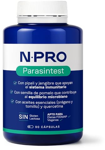 NPro Parasintest 90 Cápsulas - Suplemento Natural con Semilla de Pomelo, Pippali, Jengibre, Hoja de Olivo, Aceites Esenciales de Orégano y Tomillo - Para Equilibrio Microbiano e Inmunidad