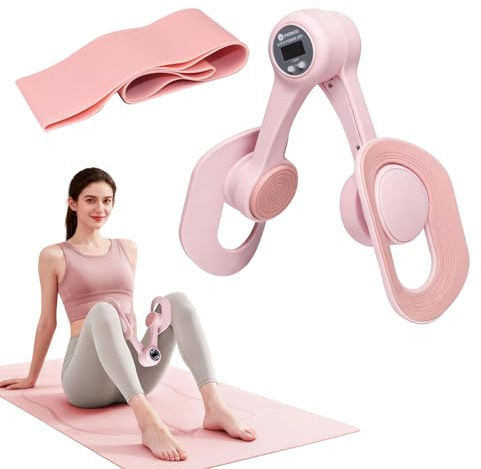Oberschenkeltrainer, 360° verstellbares Beckenbodenübungsgerät mit Auto-Counter Display, innerer Oberschenkeltrainer mit 11.3-15.9 kg Widerstandsband für Frauen, Heim-Fitnessgeräte für Arm, Hüfte