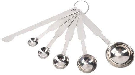 ZLXCAOB Juego de 5 cucharas medidoras de 0,5 ml, 1,25 ml, 2,5 ml, 5 ml, 15 ml, cucharas medidoras portátiles de acero inoxidable pulido 304 con múltiples especificaciones para hornear
