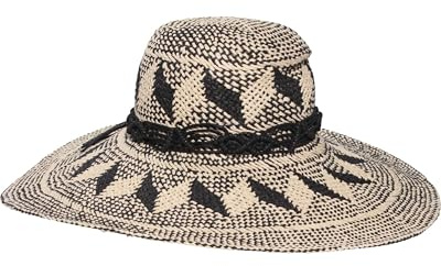 LOEVENICH | Sombrero de campana de papel para mujer, diseño de zigzag trenzado a mano, sombrero de verano, playa, piscina, arena ligera