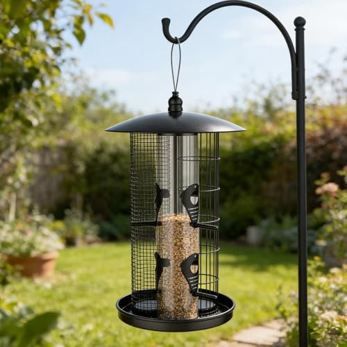 para pájaros,A Prueba de Ardillas y de Gran Capacidad,Estación de Anti Ardillas - para Atraer Carboneros y Colibríes, Alimento, Jardín, Patio, Porche,