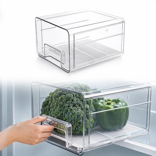 Organizador de frigorífico, 1 unidad, organizador de cajas para frigorífico, cajón, apilable, caja de almacenamiento, organizador de cocina, despensa, recipiente transparente para frigorífico, cocina