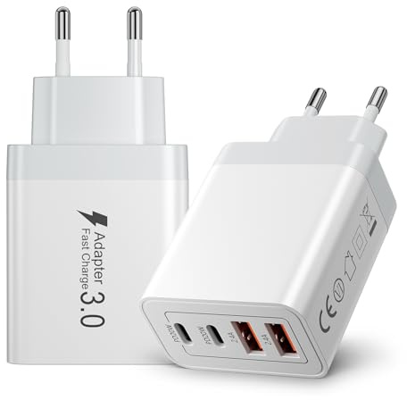 Caricatore USB 40W Multiporta, Presa Multipla USB Ricarica Rapida PD 3.0, Spina USB C con 4 Porte, Adattatore USB Alimentatore per iPhone 16/15/14, Samsung Galaxy, iPad e Dispositivi Android