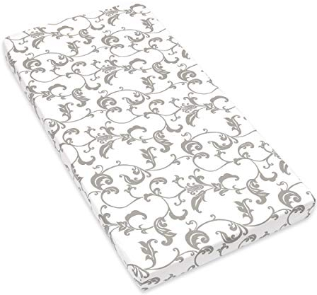 Amilian Spannbettlaken Spannbetttuch für Babybett Kinderbett 60x120 cm, 70x140 cm, 100% Baumwolle, fürs Baby, Baby Bettwäsche Größe: 120x60 cm, Muster: Retro Grau auf Weiß