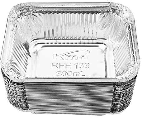Othmro 14 x 10,9 x 4,3 cm, padelle usa e getta, 33 contenitori per alimenti in lamina di alluminio, 300 ml per cucinare, cuocere, riscaldare, conservare, preparare alimenti