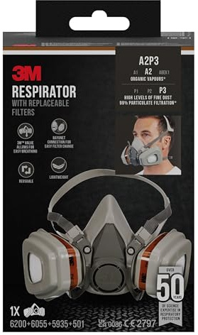 3M Atemschutzmaske 6003KIT-1 mit austauschbaren Filtern, A2P3 Organische Dämpfe (1x6200, 2x6055, 2x5935, 2x501)