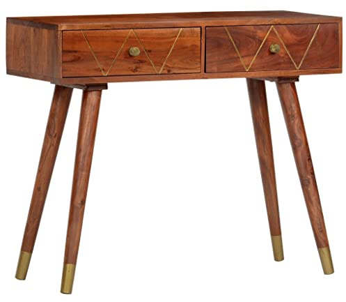 vidaXL Akazienholz Massiv Konsolentisch mit 2 Schubladen Konsole Beistelltisch Frisiertisch Flurtisch Wandtisch Schreibtisch 90x35x76cm