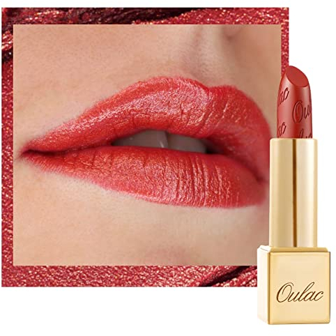 Oulac Rossetto Metallizzato Lucido, Rossetto Rosso Corallo Altamente Pigmentato, Lucentezza 3D, Rossetto Lunga Durata, Formula Cremosa e Idratante, Vegan, 4,3g (02) Dangerous