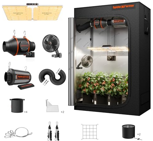 Spider Farmer Kit de Culture Complet SF2000 LED Lampe pour Plantes à Spectre Complet Lampe de Culture à LEDs Samsung LM301B Kit de Culture Complet 60x120x180cm Hydroponique 1680D Tente de Culture