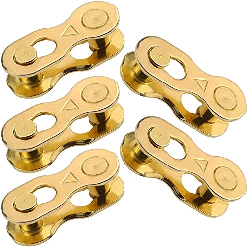 eMagTech 5 Paar Fahrrad Kettenglieder für 6/7/8 Gang Kette Mountainbike Rennrad Wiederverwendbare Magische Schnallen Schnelle Montage Demontage Mangan Stahl Gold Radfahren Zubehör