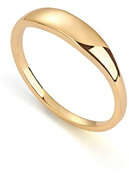 PAVOI 14K Gold Plated Signet Ring | Bands for Women (Yellow Plated, 7)