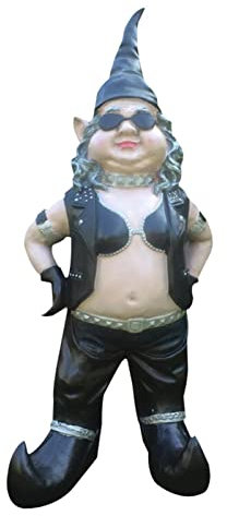 AnsonBoy Gnome Couple Statue Resin 13 * 6 * 3cm Garden Biker Gnome Couple Statue Resin