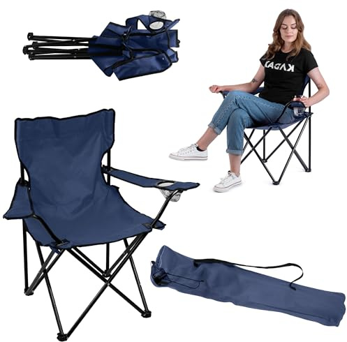 KADAX Sedia da pesca pieghevole, da campeggio con portabicchieri e borsa per il trasporto, sedia pieghevole per pesca, sedia pieghevole, sedia da campeggio (blu)