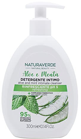 Naturaverde | Natural Beauty - Aloe och Mint Underkläder Rengöringsmedel, Rengöringsmedel för Män, Damunderkläder, Rengöringsmedel Underkläder med Prebiotiskt Komplex, pH 5, Intim Tvål, Uppfriskande
