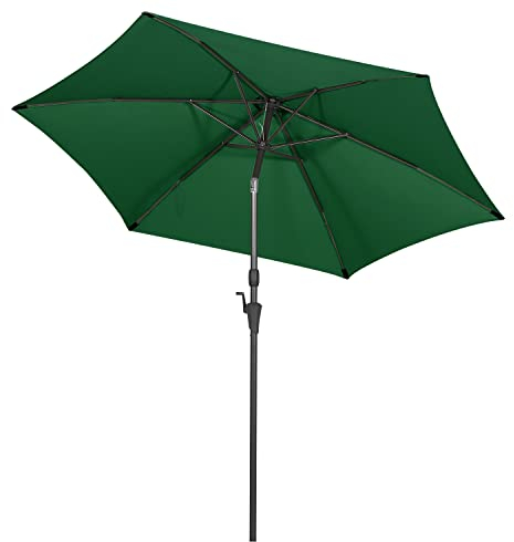 Sekey 270cm Sonnenschirm mit Kurbel und Auto Kippen,Marktschirm für Terrasse,Balkon & Garten,Windfest Stabil UPF 50+,Grün,Rund