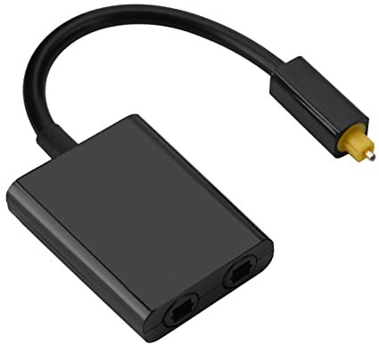 Double Port Toslink Adaptateur Séparateur Optique Numérique Câble Câble Coaxial Spdif 1 en 2 Sorties (Le noir)