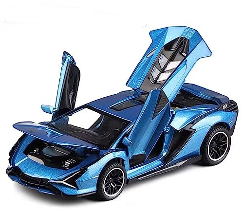 Lambo Toy Car Sian FKP3 Die-Cast Car Model with Lights and Sound Pull Back Toy Car for Boys Age 3 4 5 6 + Year Old (Blue)