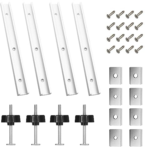 4 Stück Gehrungsschiene, 400mm T-Nut Schiene m8/m6, Tnutschienen Aluminiumlegierung, Track Jig mit 16 Schrauben, T Schienenrampe Tschiene für Holzfrästisch, Werkzeug Holzbearbeitung