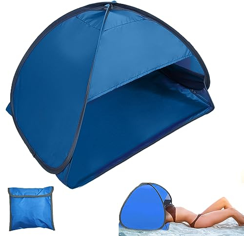 Strandmuschel Pop Up, Pop-Up Sonnenschutz Sonnensegel für das Gesicht, Tragbar Wurfzelt mit Telefonhalterung und Aufbewahrungstasche für Outdoor, Strand, Camping, Garten