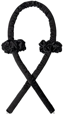 LILYSILK 100% Maulbeerseide Bezug & Gefüllte Hitzeloses Locken-Set - Übernacht-Haarwickler für weiche Locken, Lockenstäbe Kopfband, keine Hitze-Haarwickler mit 2 Maulbeerseide Haargummis, Schwarz